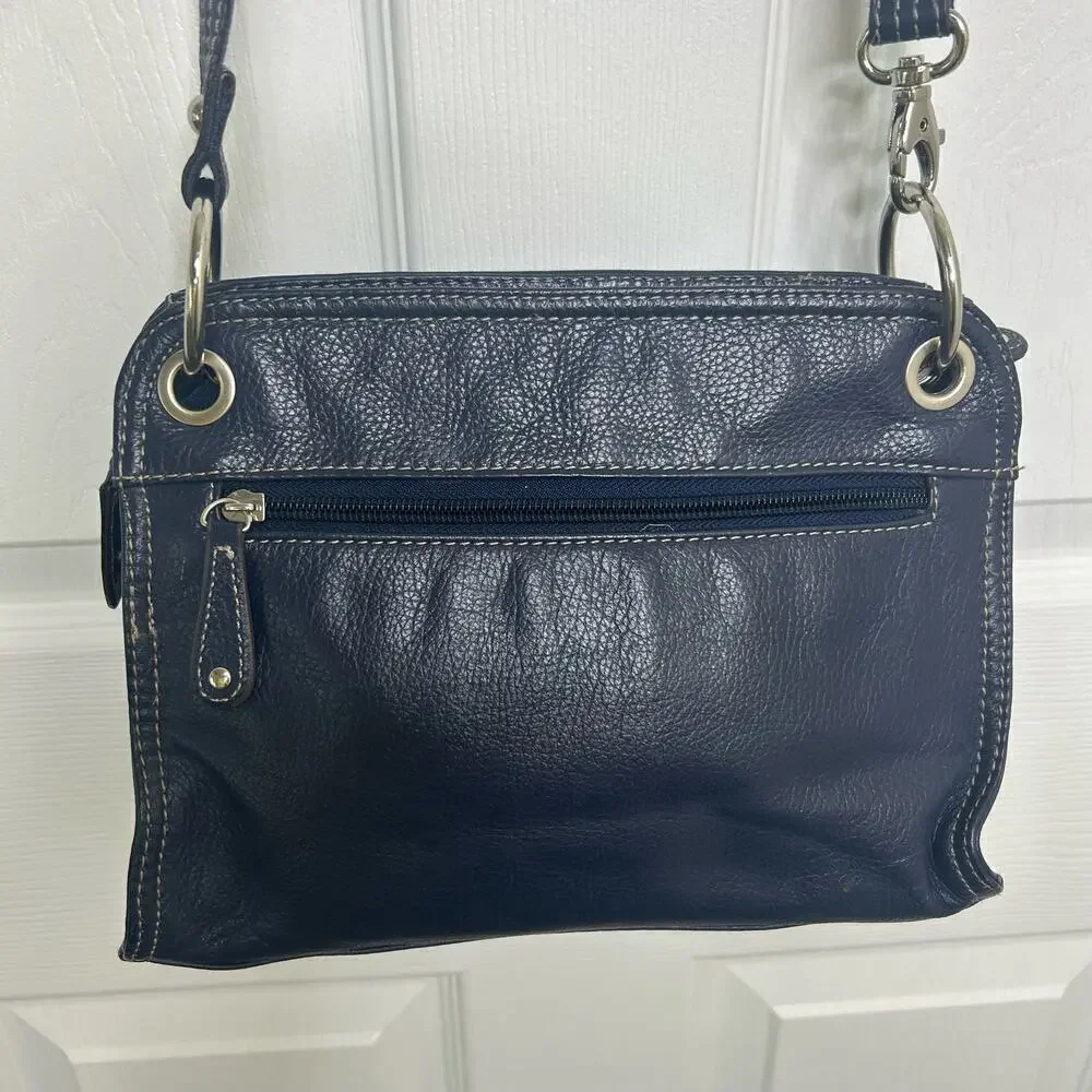 Tignanello Cross Body Bag Navy Genuine Leather
